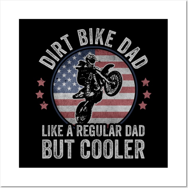 Dirt Biking USA Dirt Bike Dad Motocross American Flag Wall Art by Visual Vibes